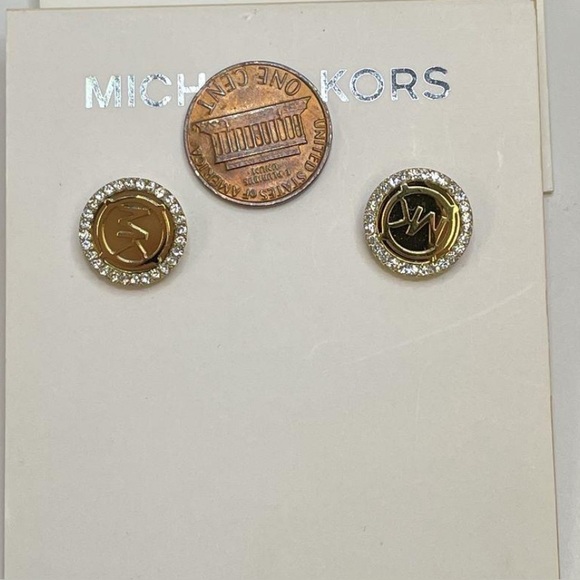 Michael Kors Gold and Silver Crystal Stud Earrings New 2055 - Picture 1 of 8
